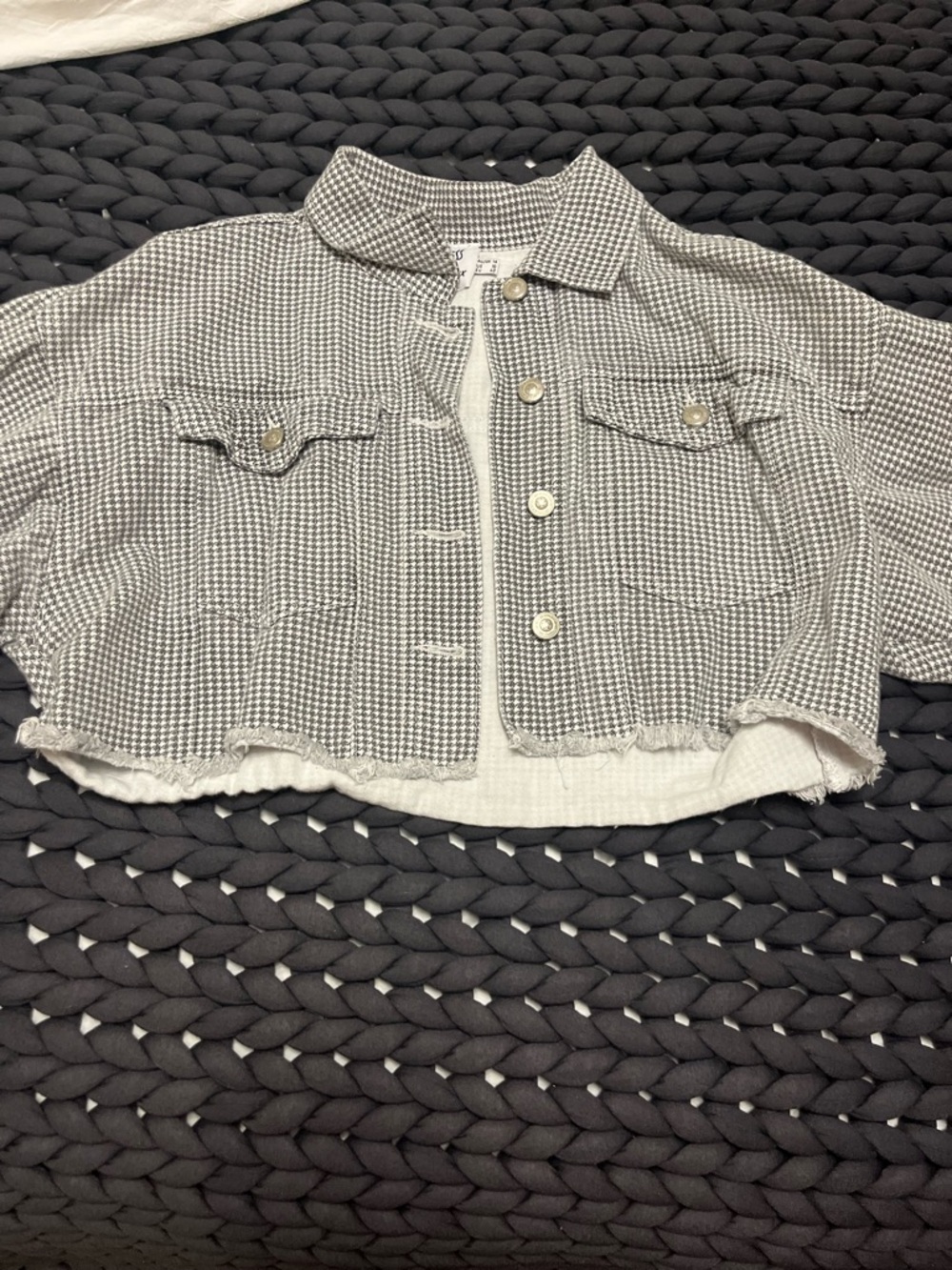 Princess Polly Cropped Button Jacket - Black & White